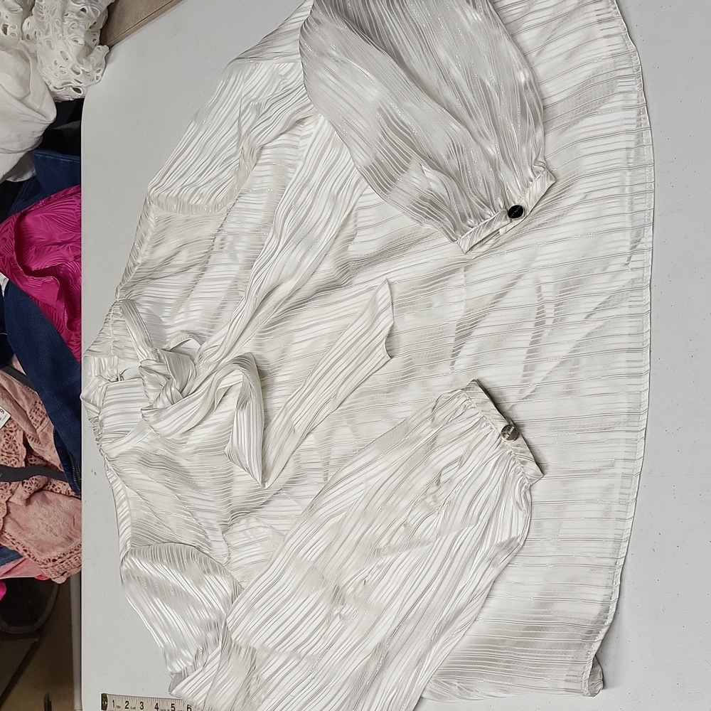 Ted Baker London Teaa Tie Neck Tonal Stripe Blouse Bow Collection Size 0-2 - Picture 6 of 13